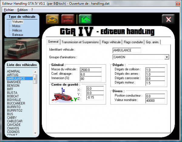 Editeur Handling GTA IV
